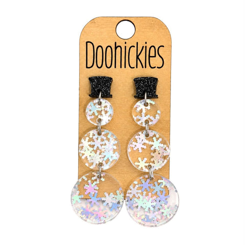Vintage Snowman Dangles - Christmas Acrylic Earrings
