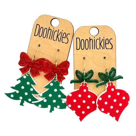 Merry Christmas Dots Dangles - Acrylic Earrings