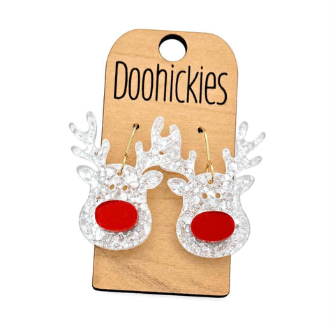 Crystal Reindeer Dangles - Christmas Acrylic Earrings