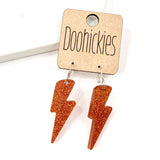 1.5" Glitter School Spirit Bolt Dangles - Custom Spirit Earrings - 9 Color Options
