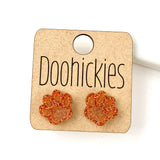 13mm School Spirit Glitter Paw Studs - Custom Spirit Earrings - 9 Color Options