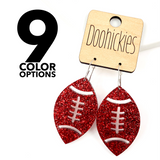 1.5" Glitter School Spirit Football Dangles - Custom Spirit Earrings - 9 Color Options