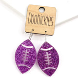 1.5" Glitter School Spirit Football Dangles - Custom Spirit Earrings - 9 Color Options