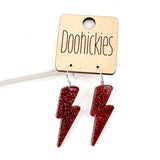1.5" Glitter School Spirit Bolt Dangles - Custom Spirit Earrings - 9 Color Options