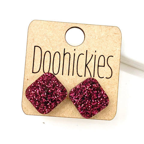 14mm School Spirit Square Studs - Custom Spirit Earrings - 9 Color Options
