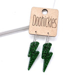 1.5" Glitter School Spirit Bolt Dangles - Custom Spirit Earrings - 9 Color Options