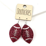 1.5" Glitter School Spirit Football Dangles - Custom Spirit Earrings - 9 Color Options