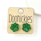 13mm School Spirit Glitter Paw Studs - Custom Spirit Earrings - 9 Color Options