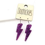 1.5" Glitter School Spirit Bolt Dangles - Custom Spirit Earrings - 9 Color Options