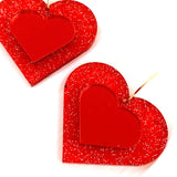 3-D Sparkle Hearts - Valentines Acrylic Earrings