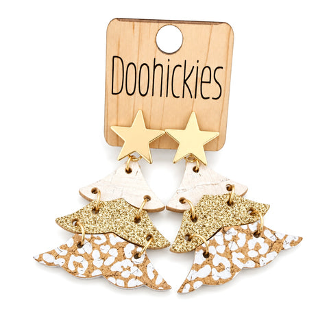 2.5" Shimmer Gold Leopard Christmas Trees Earrings