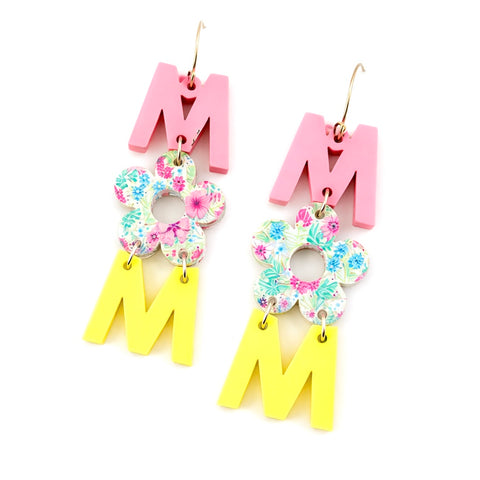 2.5" Spring Floral Mom Acrylics -Mother's Day Earrings