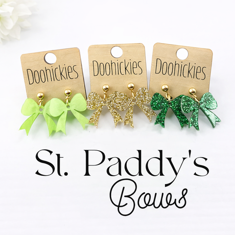 St. Patrick's Day Bow Dangle Earrings