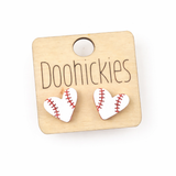 For the Love of the Game Heart Studs - Baseball & Softball Earrings