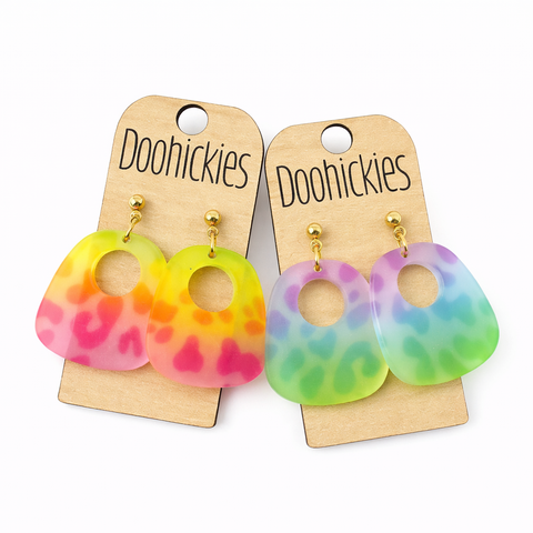 The Bright Rainbow Leopard Gracies - Spring Acrylic Dangle Earrings