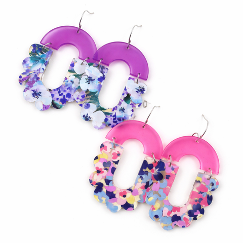 The Pretty Floral Maria Collection - Spring Acrylic Dangle Earrings