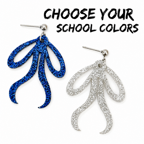 Rally Spirit Bows | Custom School Color Glitter Bow Earrings