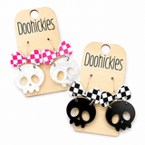 Checkered Bow Skull Dangle Collection - Halloween Earrings