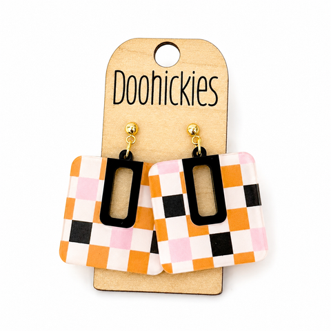 Bella Boo Halloween Acrylic Earrings, Geometric Dangle Earrings