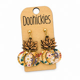 Autumn Blooms Floral Pumpkin Earrings | Acrylic & Wood Fall Earrings