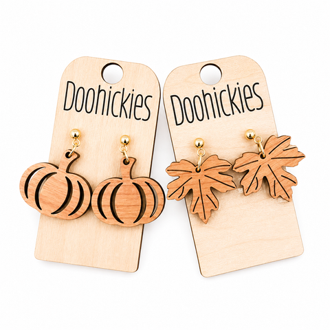 Dainty Wood Fall Dangle Earring Collection