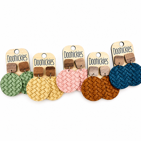 Walnut & Soft Fall Box Braided Piggyback Collection - Leather Earrings