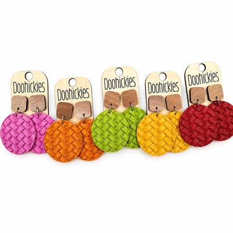 Walnut & Bold Fall Box Braided Piggyback Collection - Leather Earrings