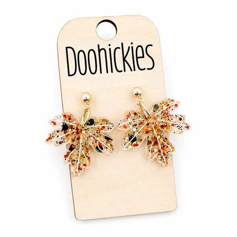 Fall Confetti Dainty Acrylic Leaf Dangle Earrings