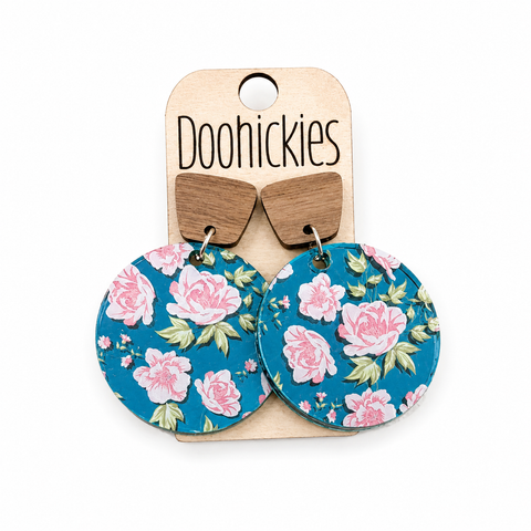 Walnut & Teal Rose Piggyback Collection - Acrylic Earrings