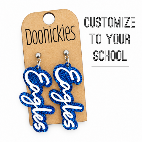 Rah Rah Script Layered Mascot Acrylic Earrings | School Spirit Earrings | Comment w/Mascot Name