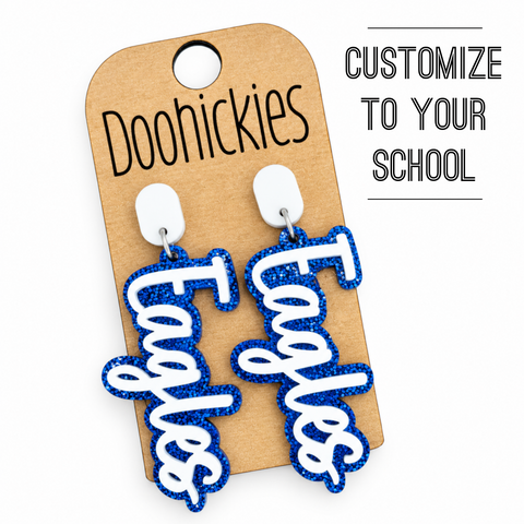Pep Rally Script Custom Mascot Earrings | School Spirit Acrylic Earrings | Comment w/Mascot Name