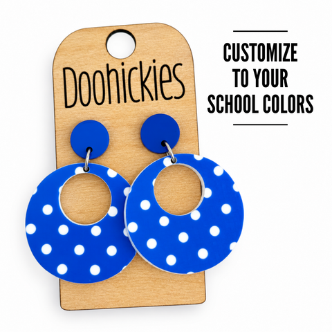 Polka Dot Spirit Double O Dangles - Custom School Color Earrings - 8 Color Options