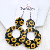 2.5" Sunflower Double O Corkies -Summer Earrings