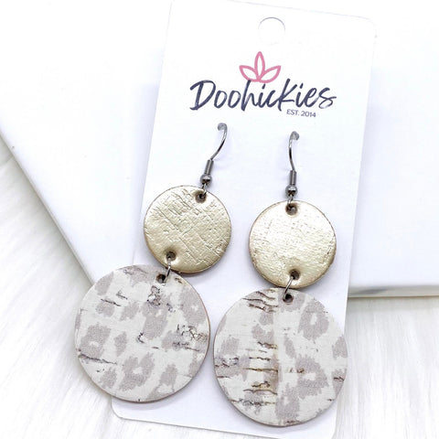 2.5" Platinum & Nude Leopard Double Corkies -Earrings