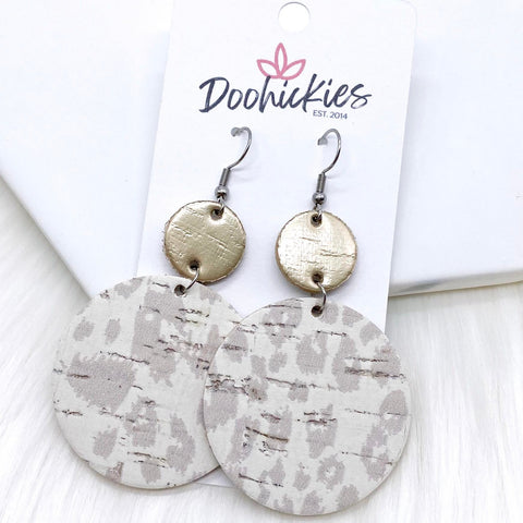 2.5" Platinum & Nude Leopard Piggyback Corkies -Earrings