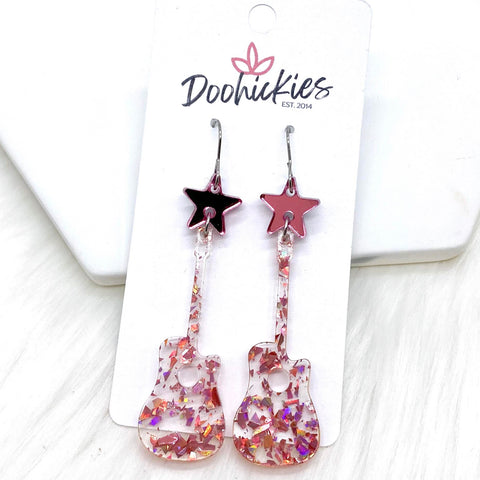 2.5" Glitzy Rockstar Acrylic Dangles -Earrings