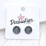 Silver Leopard Singles in Stainless Steel Settings -Earrings