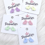 15mm Pastel Bunny Rabbit Studs - Easter Earrings