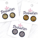 12mm Jungle Cat Singles in Black Settings -Earrings