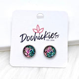 Bright Leopard Singles in Stainless Steel Settings -Summer Earrings