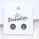 Silver Leopard Singles in Stainless Steel Settings -Earrings