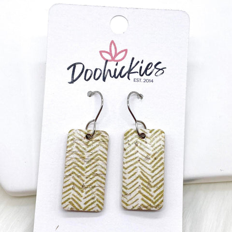 1.5" Sand Chevron Bentley Bar Corkies -Earrings