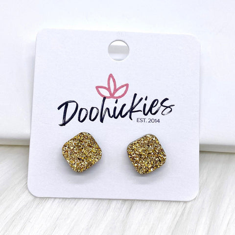 10mm Glitter Square Singles -Earrings