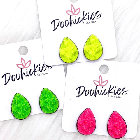 Big as Texas Neon Teardrops -Summer Earrings