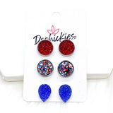 All American Confetti Triplets -Patriotic Earrings