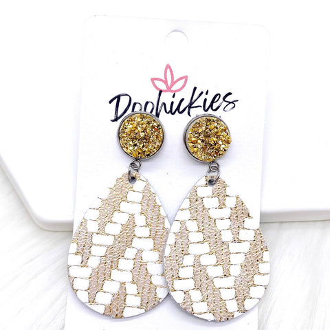 2" Metallic Chevron Dangles -Earrings
