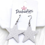 1.5" Fine USA Glitter Stars -Patriotic Earrings