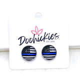 12mm Red, White, & Blue Line Flags in Stainless Steel Settings