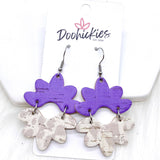 2.5" Summer Linen & Nude Leopard Blossoms -Summer Earrings