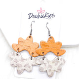 2.5" Summer Linen & Nude Leopard Blossoms -Summer Earrings
